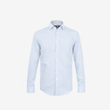 Camisa Slim Azul Claro com Listras Sem Amassar