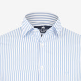 Camisa Slim Azul Claro com Listras Sem Amassar