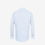 Camisa Slim Azul Claro com Listras Sem Amassar
