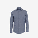Camisa Slim Estampada Azul Marino