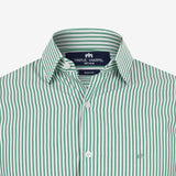 Camisa Slim de Popelina con Rayas Verdes