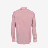 Camisa Slim de Popelina com Listras Vermelhas