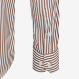 Braon prugasta košulja slim fit kroja koja se ne pegla