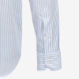 Camisa Slim Azul Claro com Listras Sem Amassar