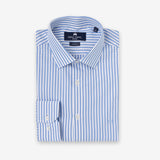 Camisa Slim Azul a Rayas Sin Arrugas
