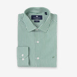 Camisa Slim de Popelina con Rayas Verdes
