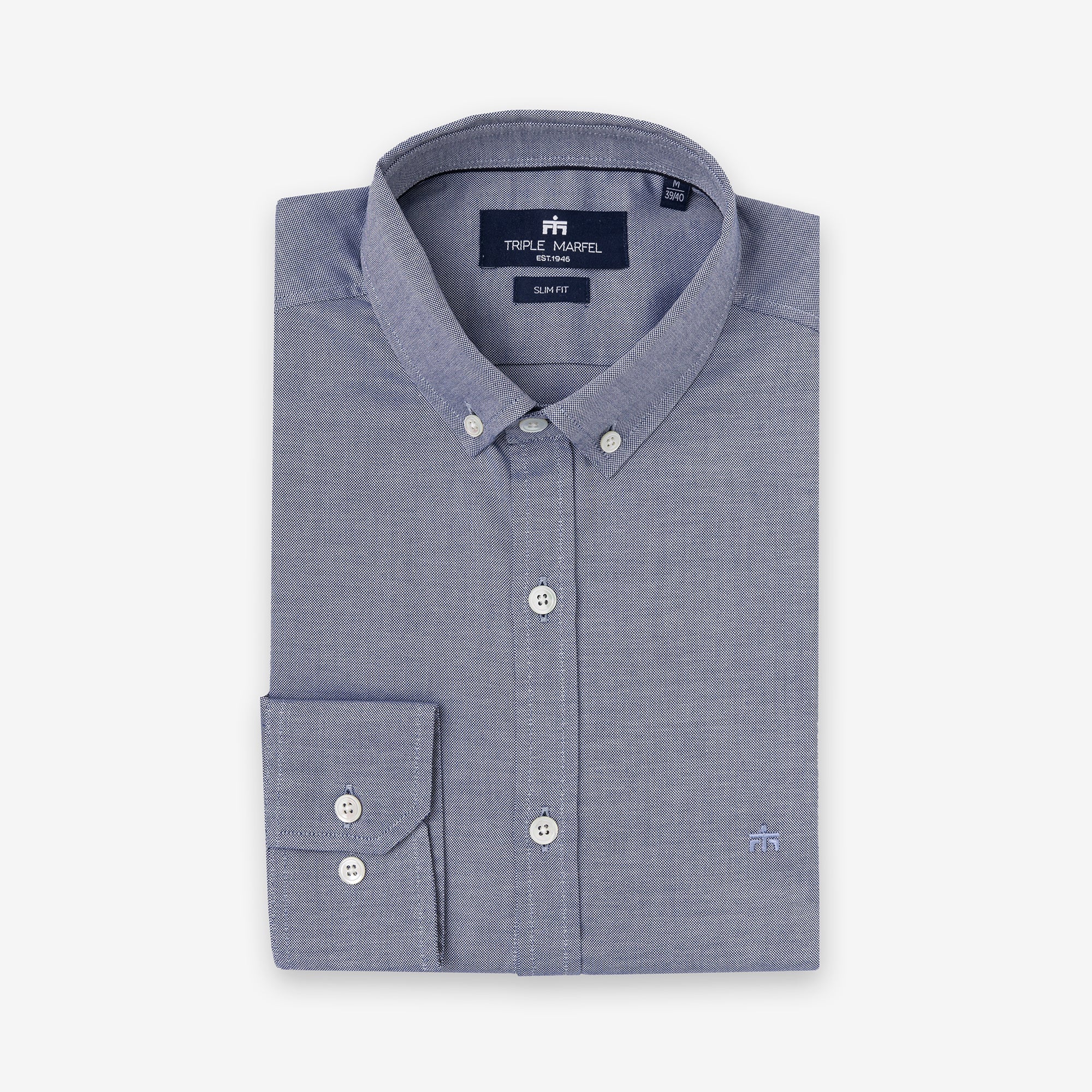Tamnoplava oksfordska košulja slim fit kroja