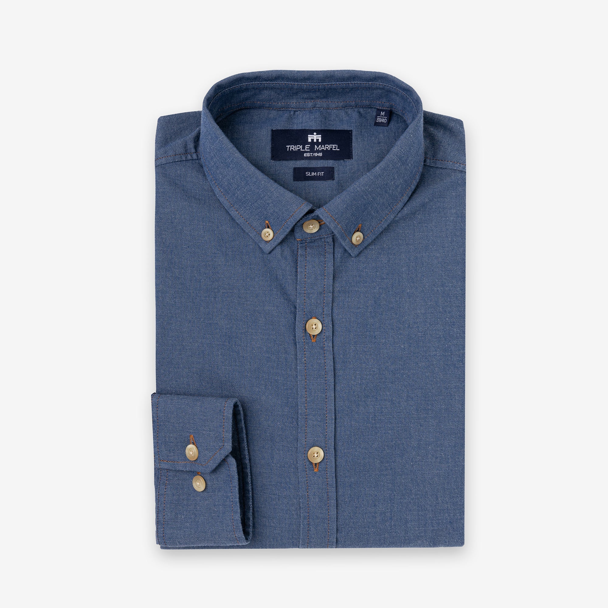 Tamna slim fit teksas košulja sa elastanom