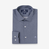 Camisa Slim Estampada Azul Marino