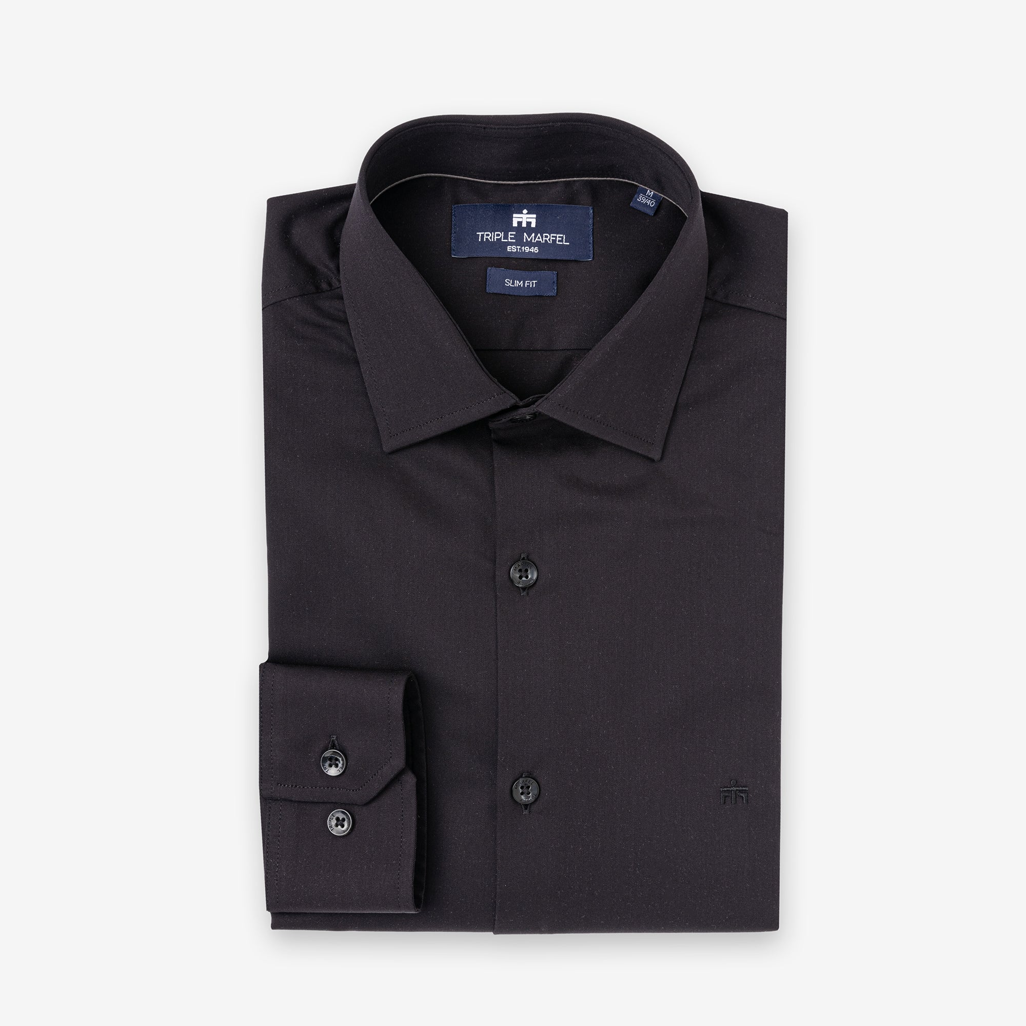 Crna slim fit košulja od premium poplina