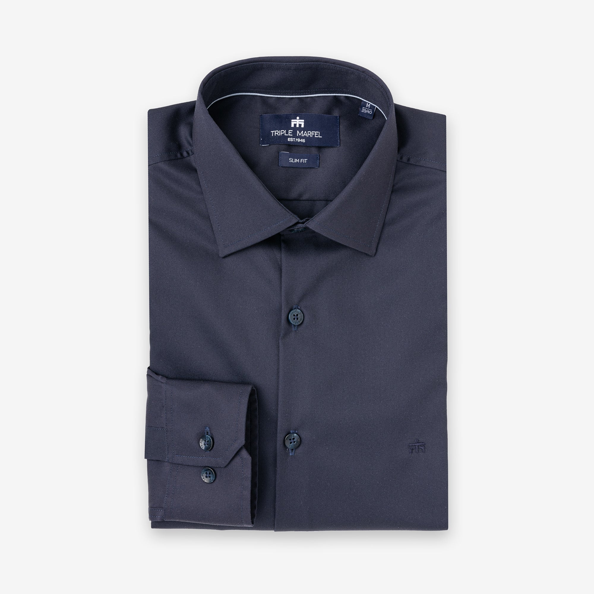 Premium plava poplin košulja slim fit kroja