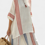 Solvano | Elegantan prugasti top i pantalone