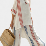 Solvano | Elegantan prugasti top i pantalone