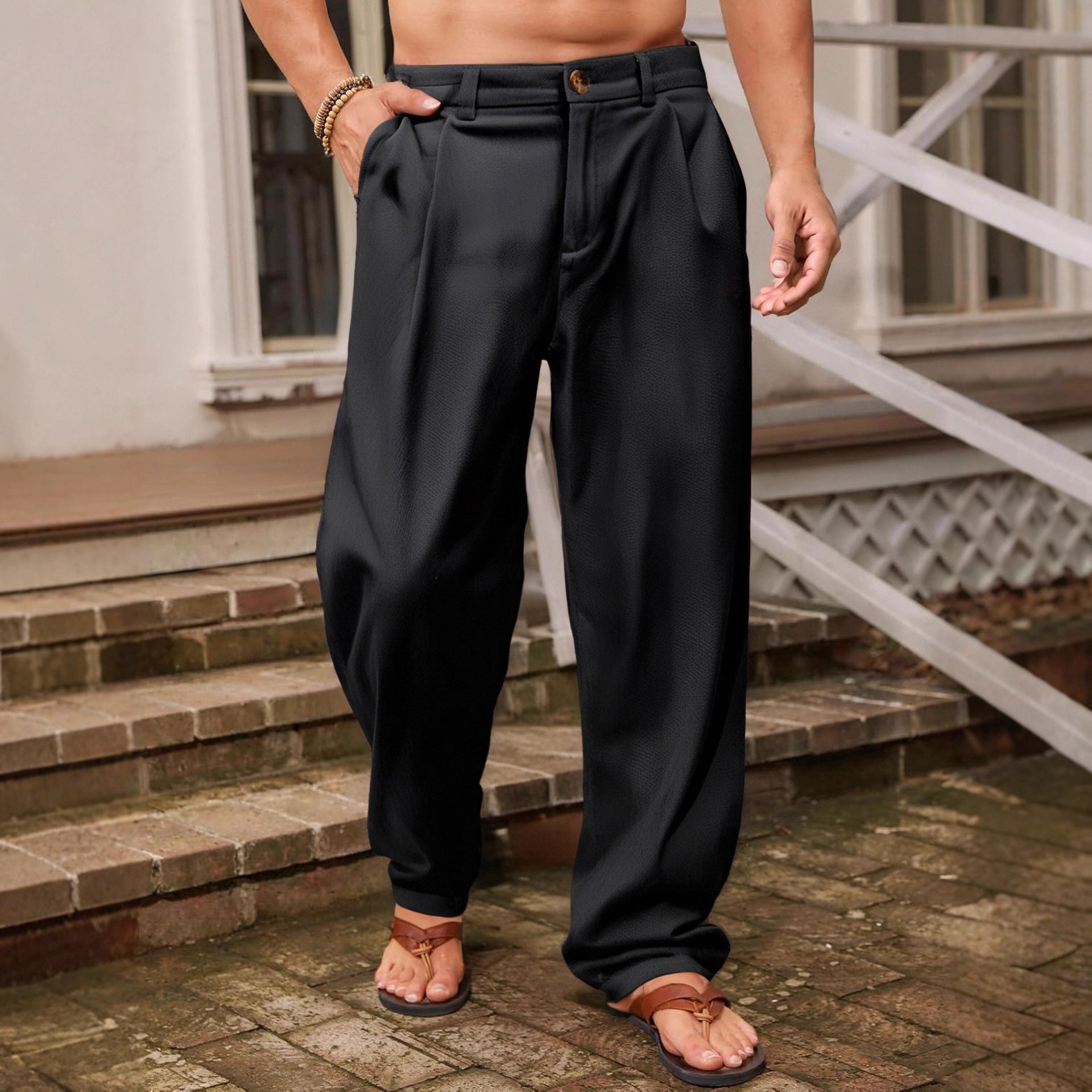 Niccolo | Široke lanene pantalone