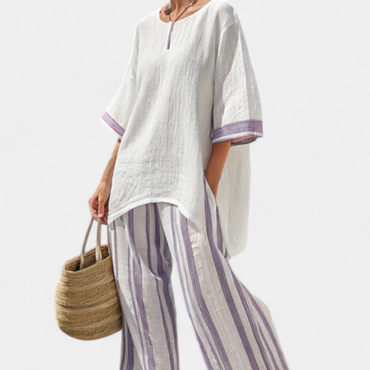 Luxmere | Udobna bluzica i prugaste pantalone od bambusa