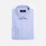 Premium Twill Plava Košulja sa Invertovanim Prugicama - Slim Fit