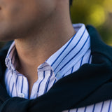 Plava prugasta košulja slim fit kroja